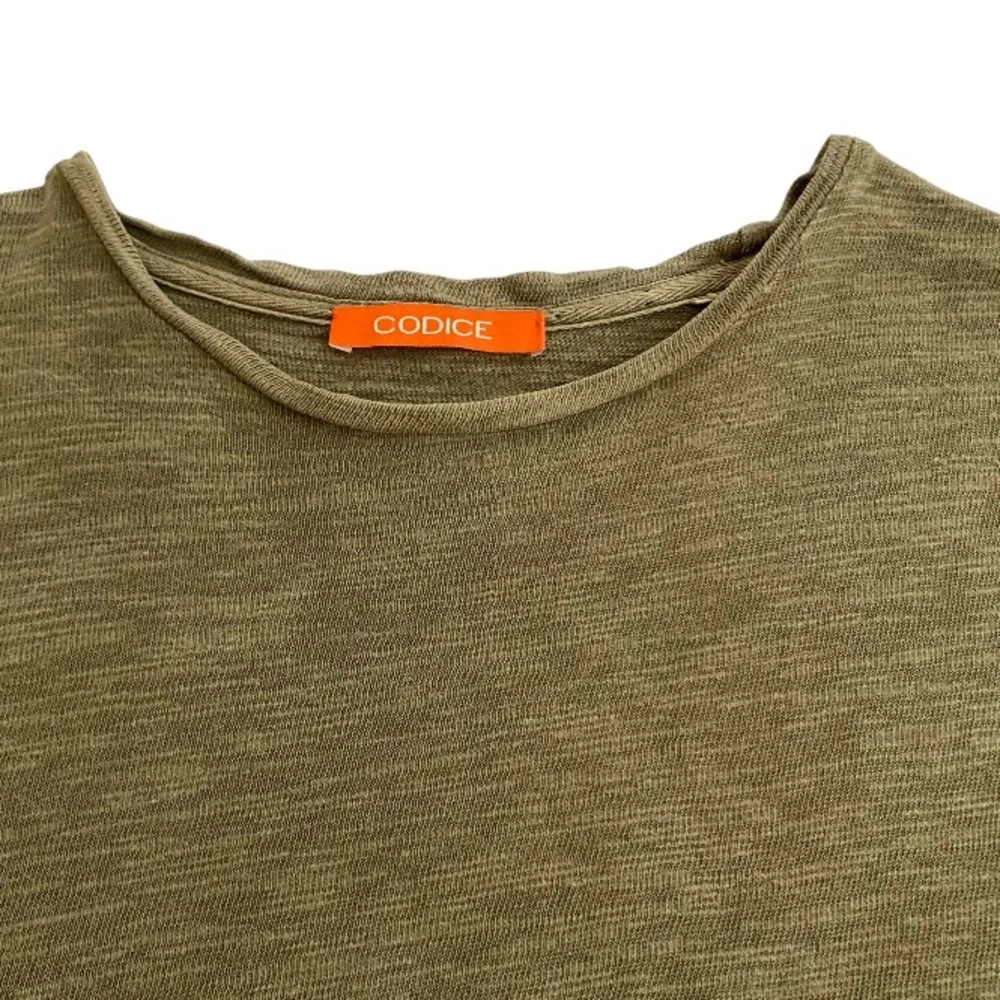 Codice Men’s T-Shirt Tee 100% Cotton Distressed Sleeve Hem Crew Neck Olive
